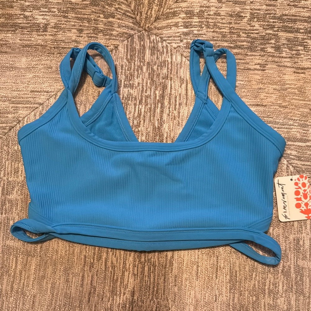 Free movement Blue Ribbed Sports Bra